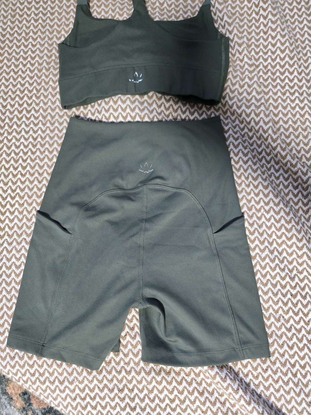 Beyond Yoga Olive Active Set - Sports Bra + High Waist Bike Shorts - Picture 2 of 5